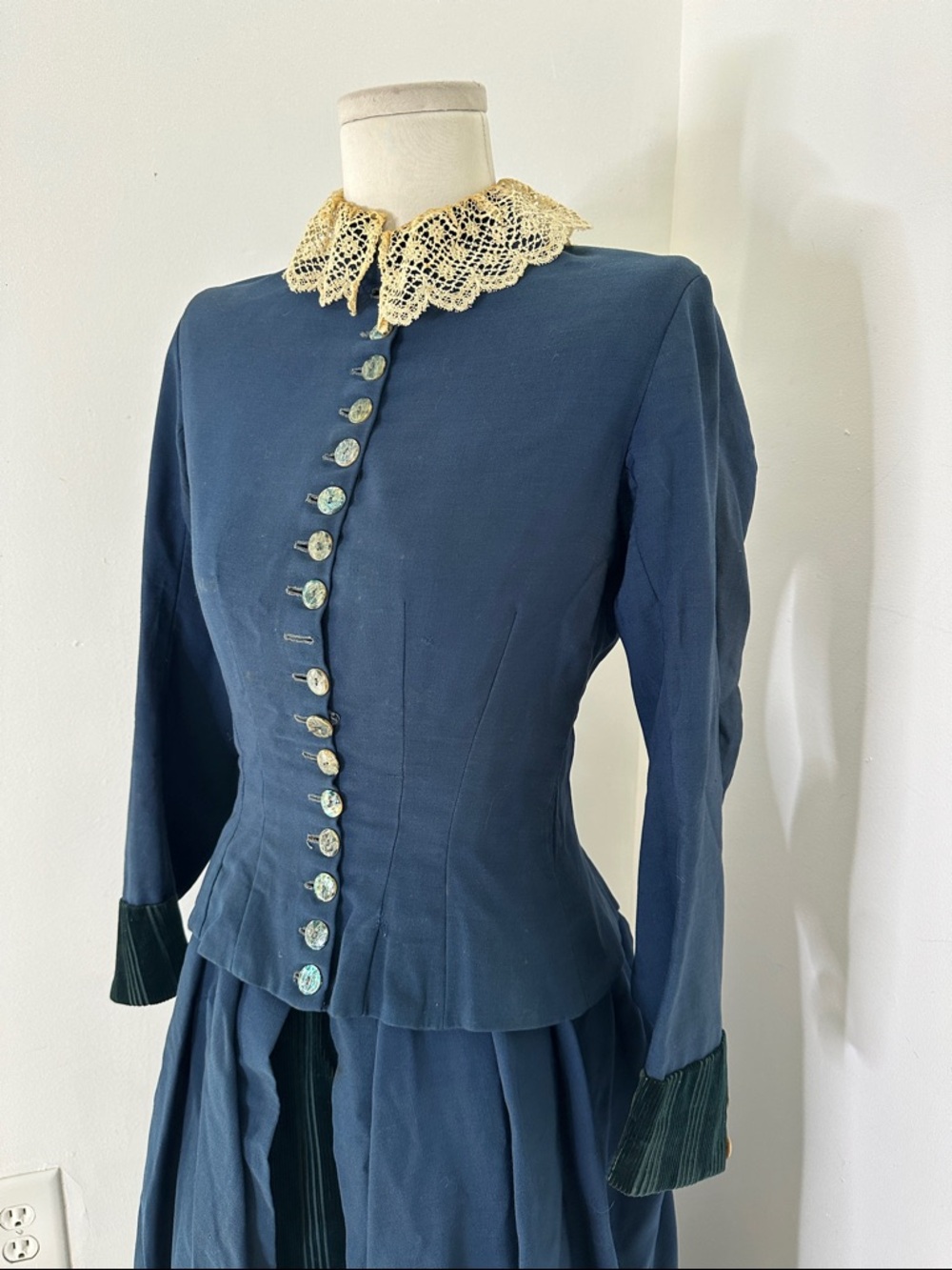 Authentic Antique 1880s Navy Bustle Dress Museum Worthy - Picture 12 of 16